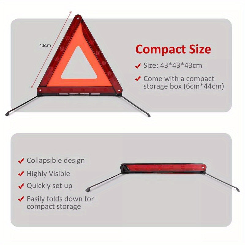 Emergency Warning Triangle – Reflective Roadside Safety Kit for Cars