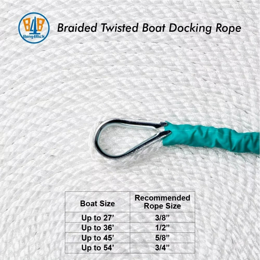 1/2" x 100' 3-Strand Nylon Anchor Rope w/ Thimble - 6250LB Boat Rigging Line