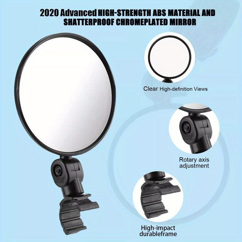 2Pcs Bike Mirror Rotaty Round MTB Road Handlebar Bicycle Rear View Glass Cycling Sporting Goods Bicycle Accessories Clamp