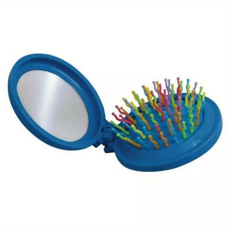 Random Color 3-Pack Folding Hair Brush & Mirror - Compact, Travel-Friendly & Purse-Ready!