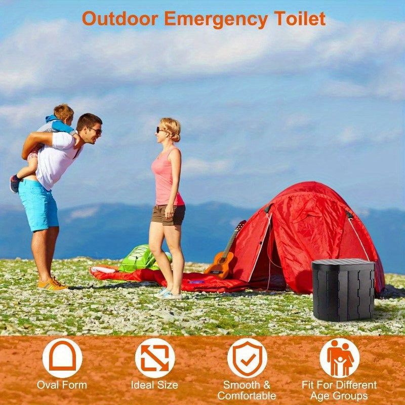 Portable Outdoor Emergency Toilet - Cover Camping Car Travel Porta Potty with 60 pcs Garbage Bags