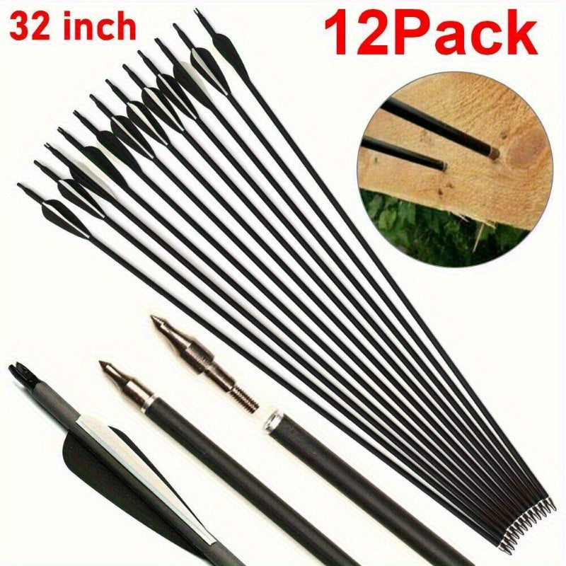 Compound & Recurve Bows Hunting For 12PCS 30" Carbon Arrows Archery 7.8mm SP500