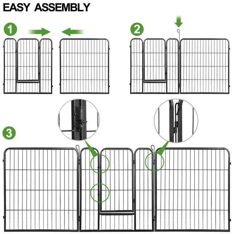 6 Panels 32Inch Dog Pen Fences 2 Doors Metal Barrier For Dog Pets Use Outdoor