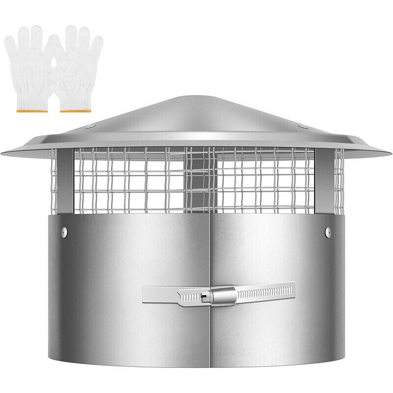 10" Cone Top Chimney Cap w/ Screen, Adjustable Round Roof Rain Chimney Cover