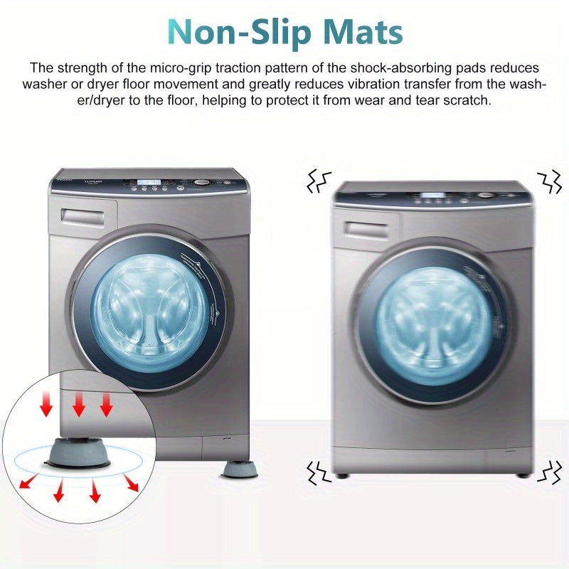 8PCS Anti Vibration Washing Machine Mats Support Anti-Slip Rubber Feet Base Universal Silicone Pads Suitable For Washer/Dryer