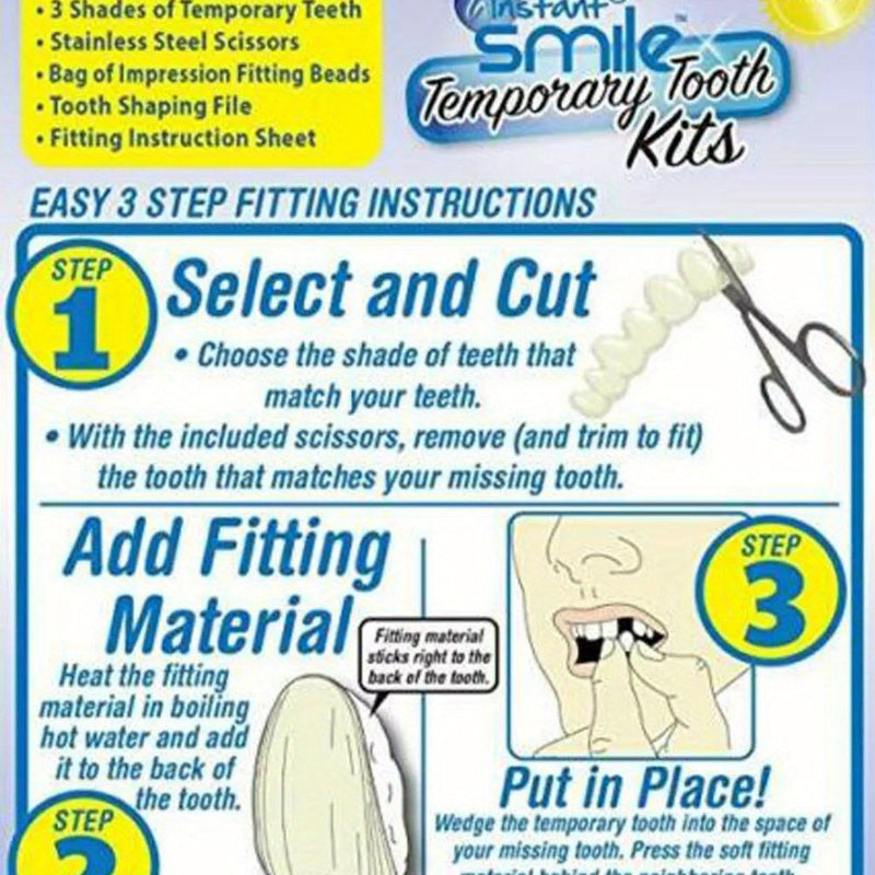 Instant Smile MULTISHADE – Patented Temporary Tooth Repair Kit with 3 Shades & 30 Customizable Teeth