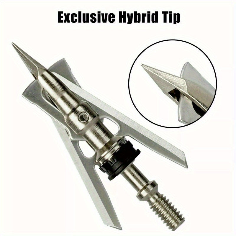 24x 100 Hunting Arrowhead W/2 Blade Grain Archery Broadheads 2" Dia Expandable