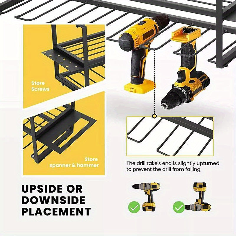 Garage Power Tool Organizer Wall Mount Cordless Drill Holder Tool Storage Rack