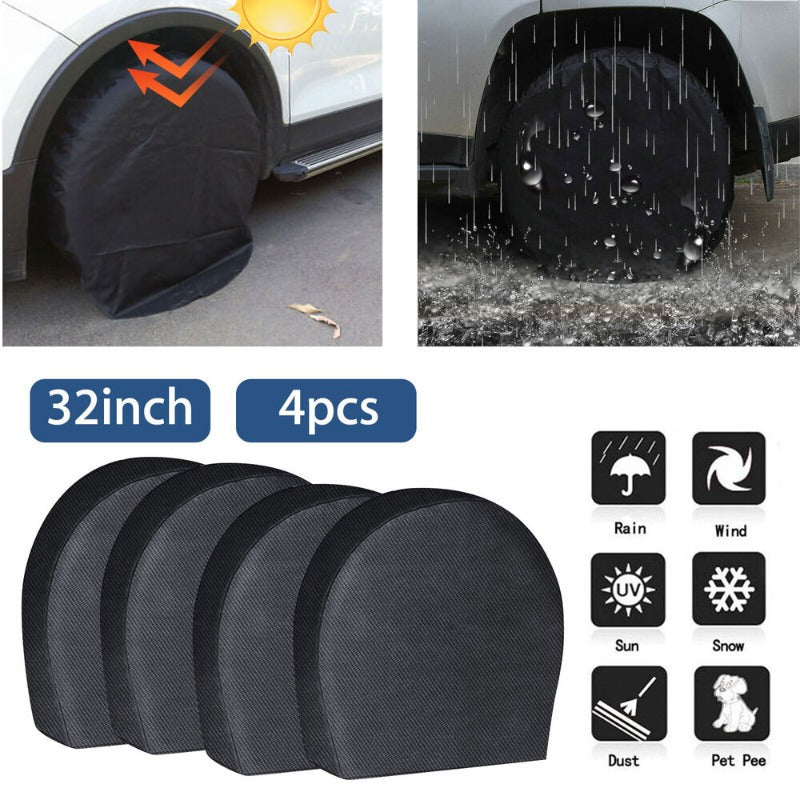 4PCS Waterproof Tire Covers Wheel & Tyre RV Trailer Camper Sun Protector Fit For RV Trailers Campers Cars Trucks and other automobiles 30"-32"