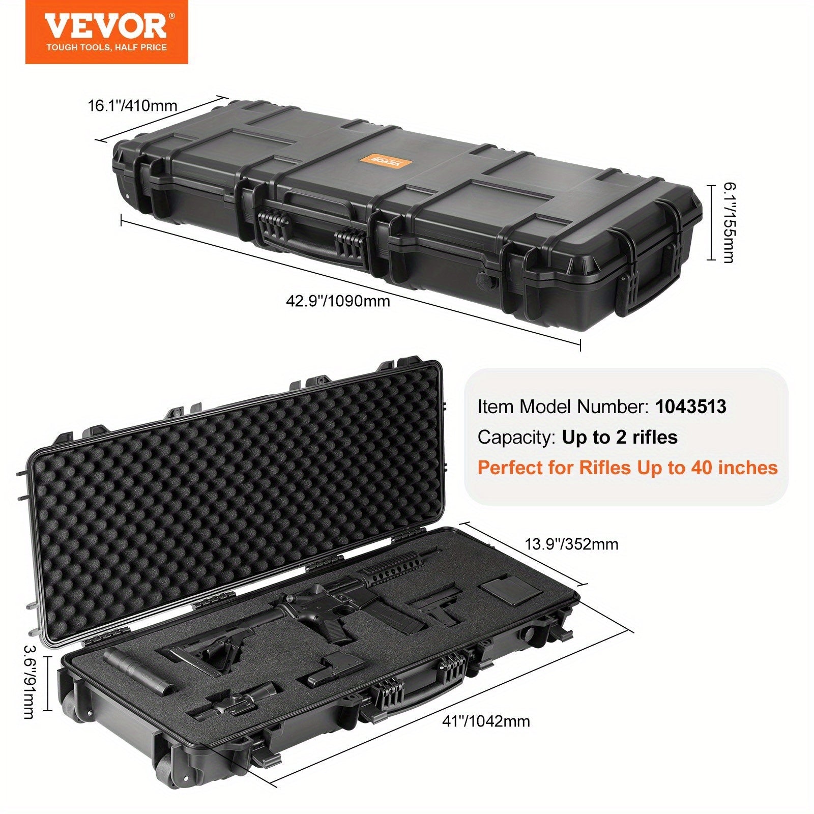 42 in Lockable Tactical Hard Case - Waterproof, Crushproof & Foam-Padded Protection!