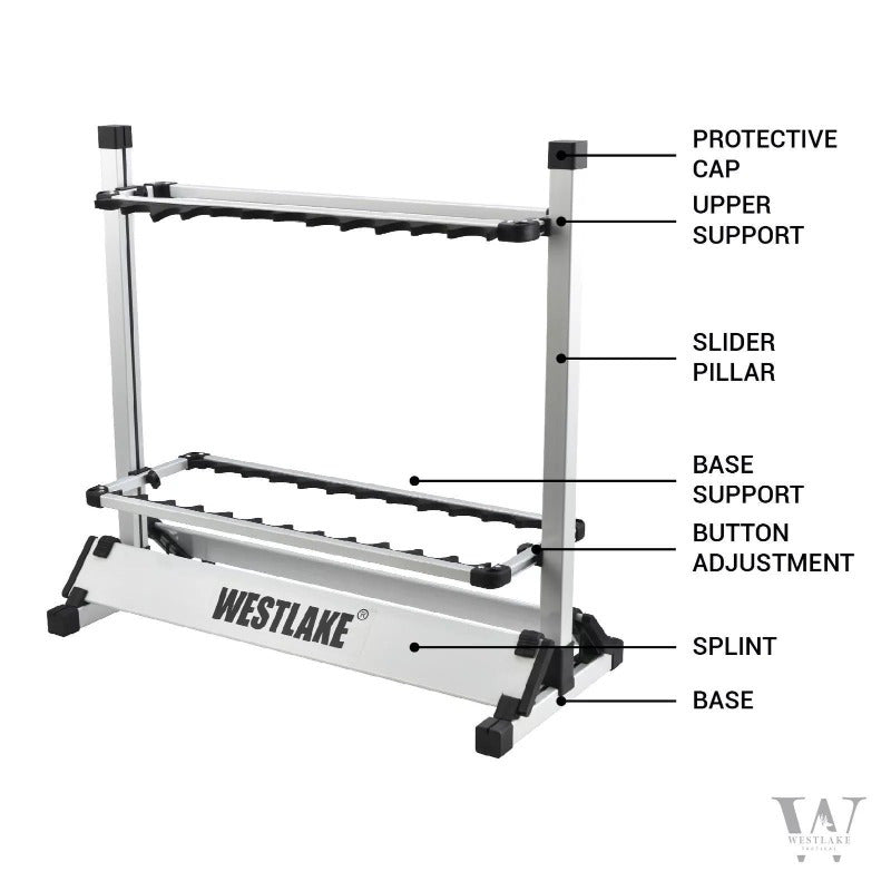 24 Rod Fishing Pole Holder Aluminum Alloy Stand Rack Storage Portable Tool US