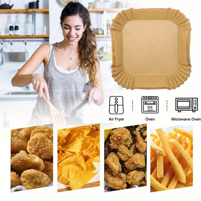 100Pcs Disposable Paper Non-stick for Food Air Fryer Liner Oven Baking Microwave