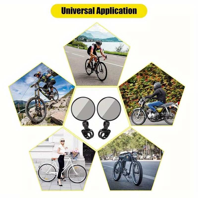 2Pcs Bike Mirror Rotaty Round MTB Road Handlebar Bicycle Rear View Glass Cycling Sporting Goods Bicycle Accessories Clamp
