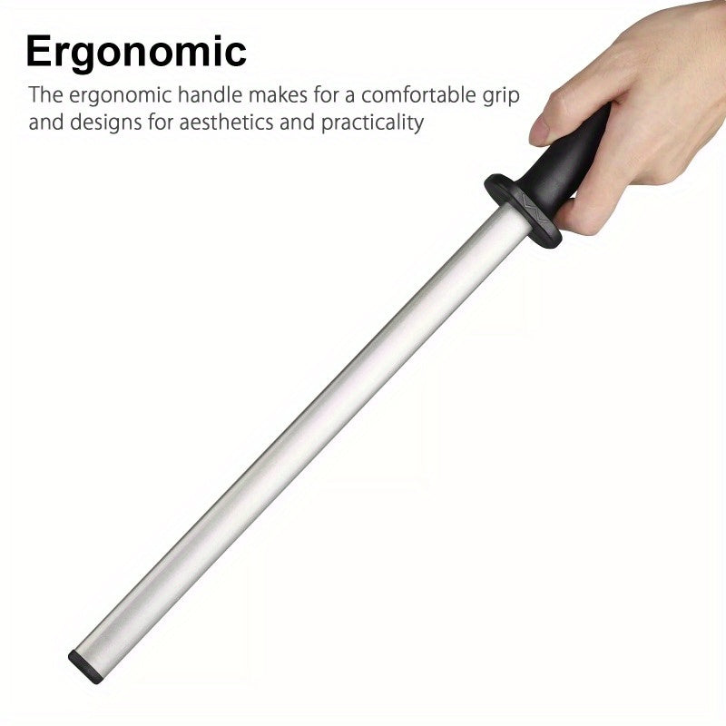 12in Diamond Knife Sharpener Steel Honing Rod Oval Stick Kitchen Sharpening Tool Home Hunting Carbon Steel Blade Sharpening