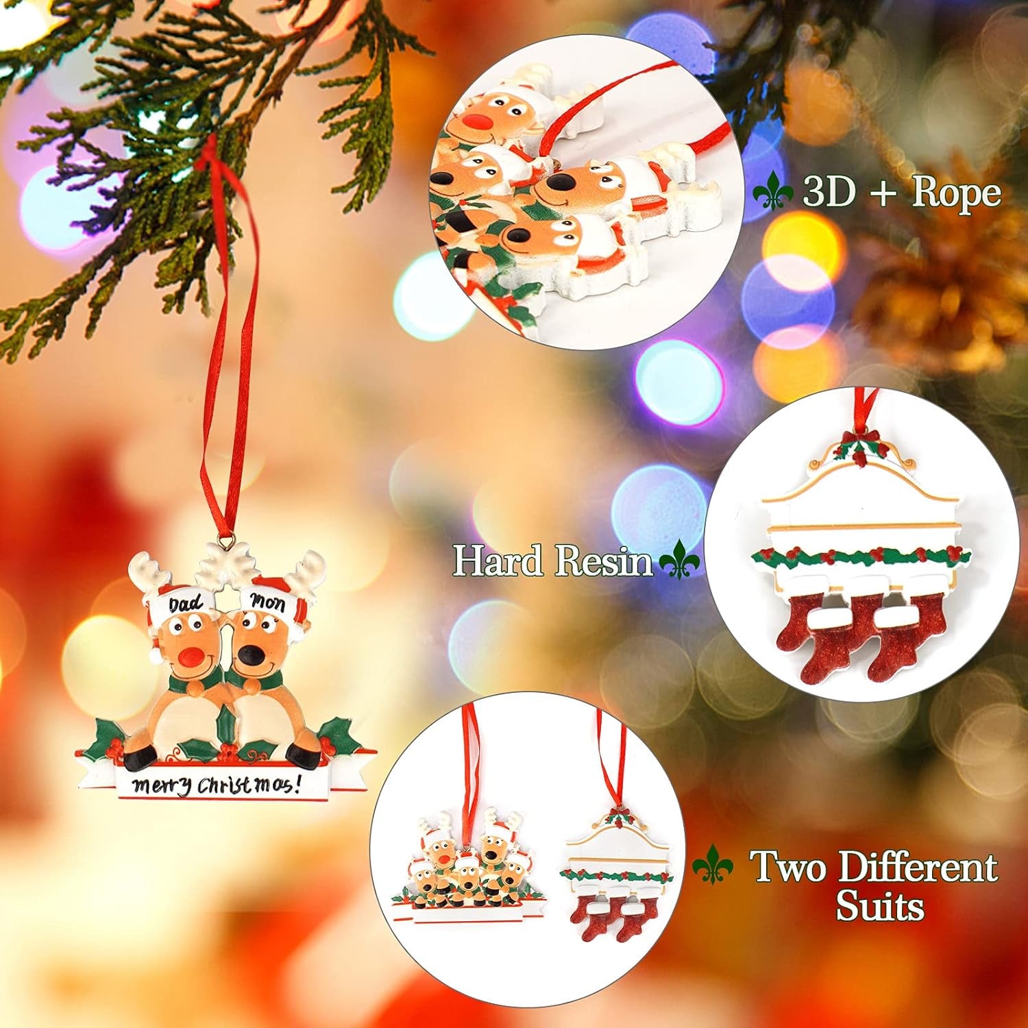 Christmas Ornament Quarantine 2021 Pandemic Christmas Ornaments Stockings & Ornament Reindeer 2 Pcs of Hanging Decorations