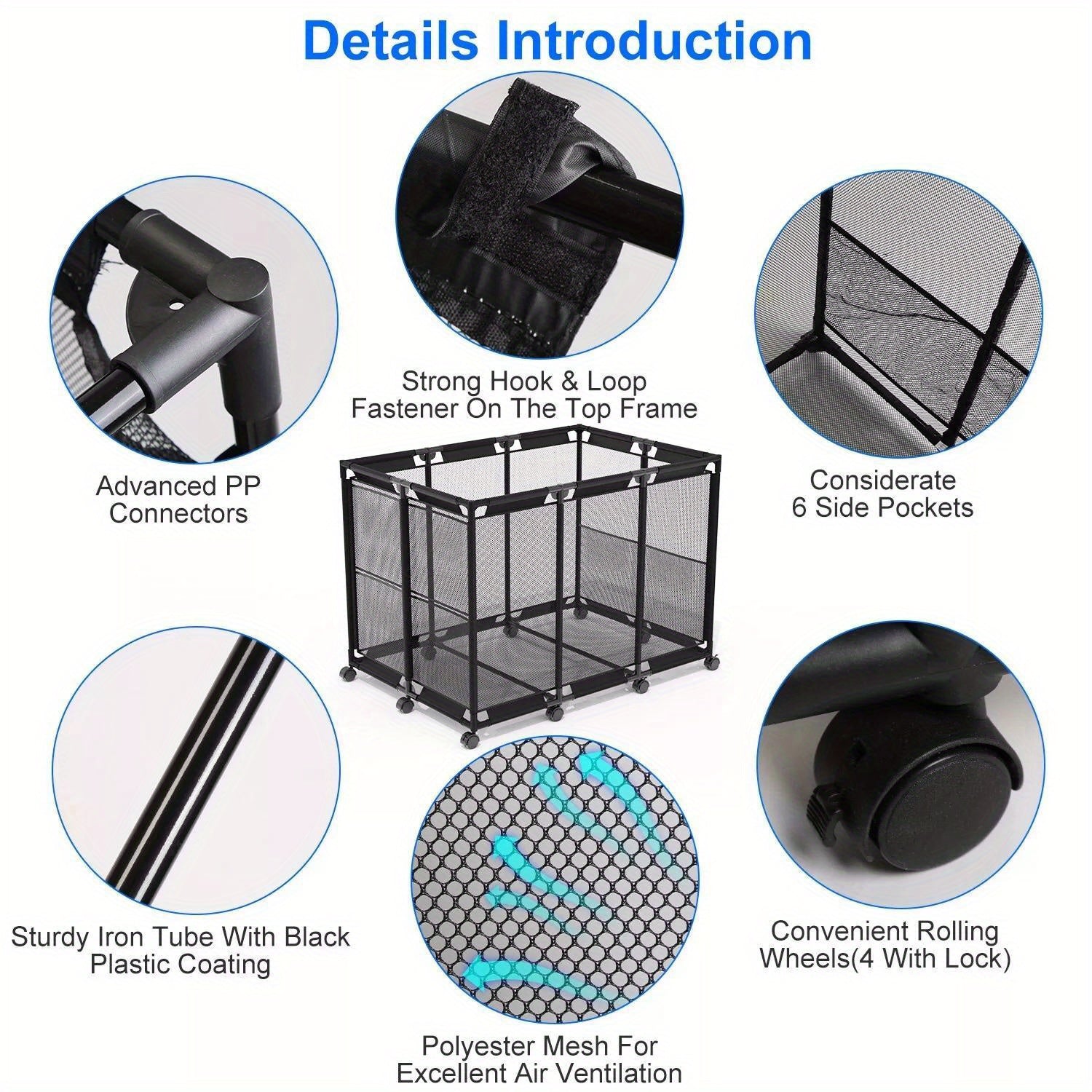210 Gallon Pool Storage Bin Swimming Pool Noodles Holder 48.4x30.1x33.3in Float Organizer Rolling Mesh Storage Basket with Lockable Wheels