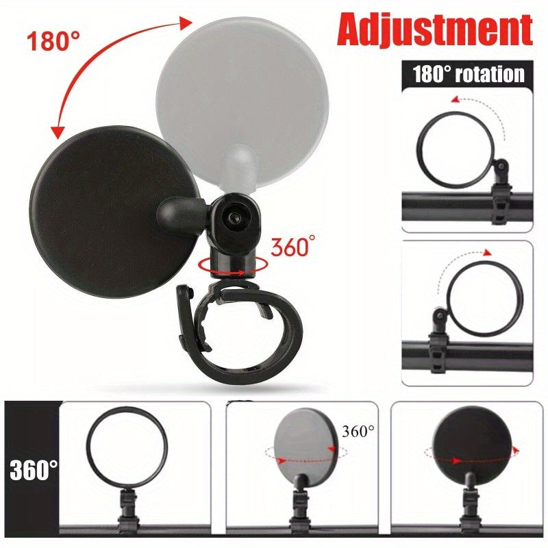 2Pcs Bike Mirror Rotaty Round MTB Road Handlebar Bicycle Rear View Glass Cycling Sporting Goods Bicycle Accessories Clamp