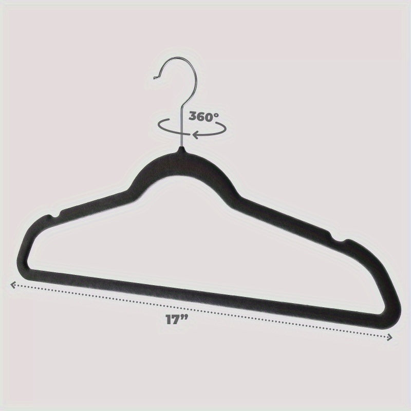 50 Pack Clothes Suit Hangers Velvet Hangers, Heavy duty, Non slip Black Premium