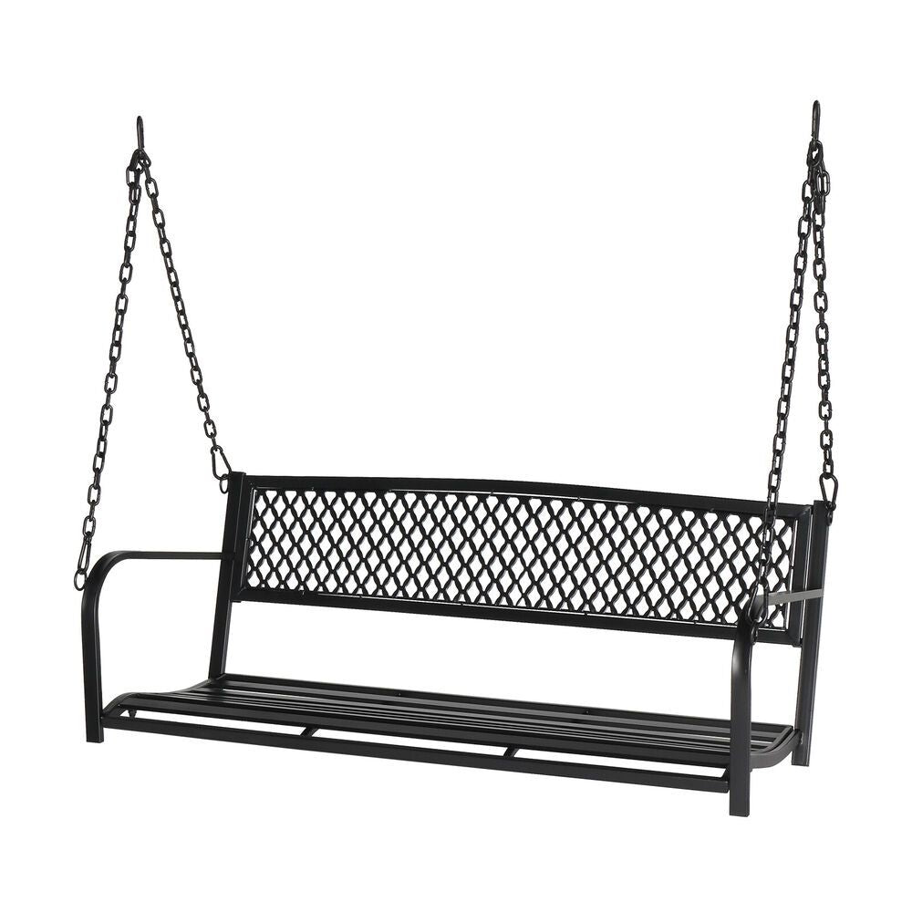 47.3'' Iron Porch Swing Chair - Outdoor Hanging Bench for Garden & Patio