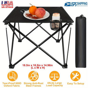 Outdoor lightweight folding camping table with cup holder compact picnic table