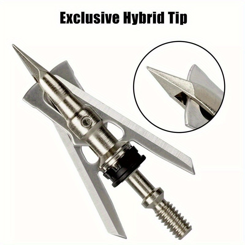 100 Grain Archery Broadheads 24PCS 2" Dia Expandable Hunting Arrowhead W/2 Blade