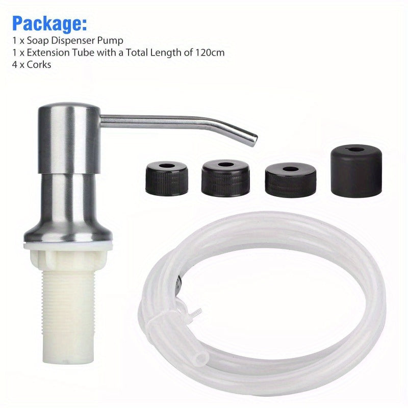 Brass Brushed Nickel Soap Dispenser 47" Extension Tube Kit for Kitchen Sink Pump Bathroom Sink Accessories Stainless Steel Plastic Material