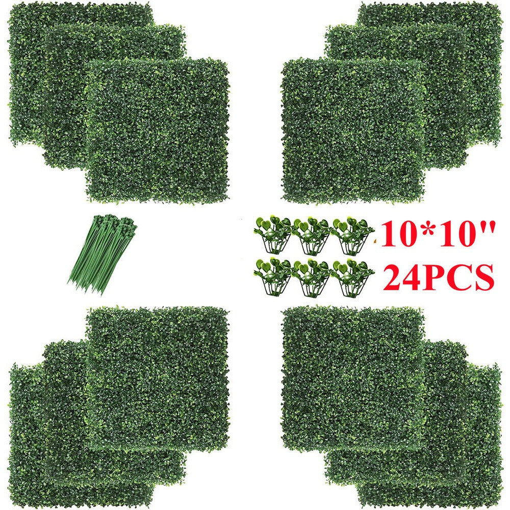 24Pcs 10x10'' Artificial Boxwood Hedge Panels - Privacy Fence & Wall Decor