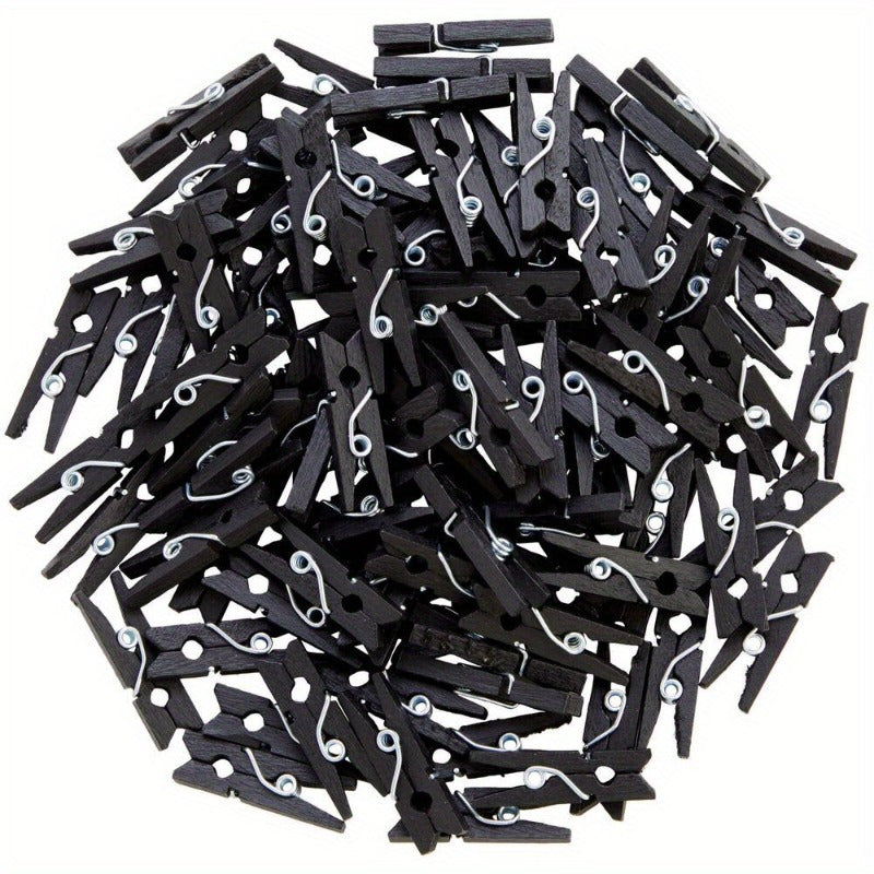 100pcs per Pack Mini Clothes Pins for Crafts, Hanging Clothes, Photo Clips, Black, 1 In