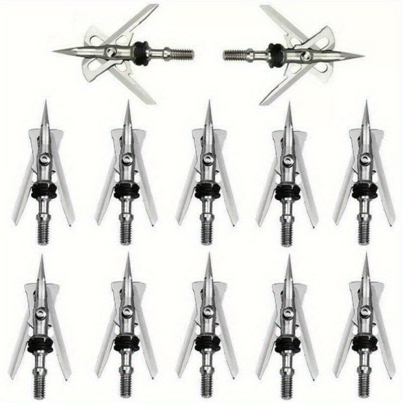 100 Grain Archery Broadheads 24PCS 2" Dia Expandable Hunting Arrowhead W/2 Blade