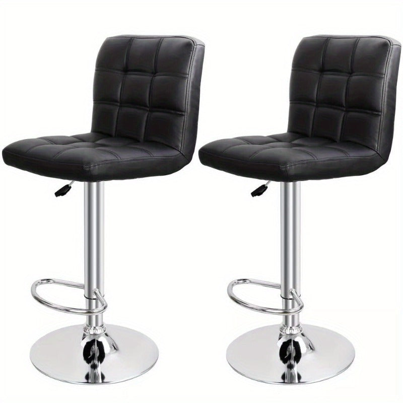 4 Pack Adjustable Bar Stools PU Leather Modern Dinning Chair with Back Indoor