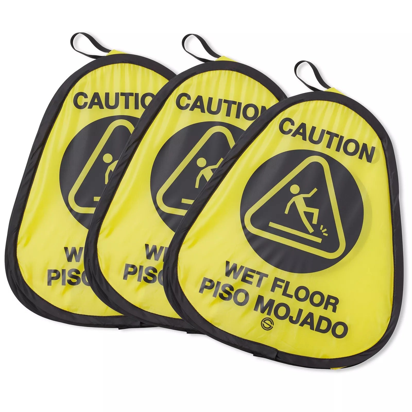 3-Pack 16" Pop-up Caution Wet Floor Signs, Yellow 4-Sided English/Spanish Warning