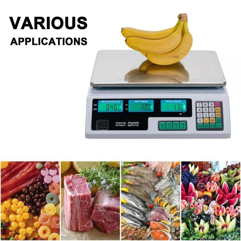 88LB 40KG Digital Price Computing Scale Food Produce Meat Deli Kitchen LB/KG
