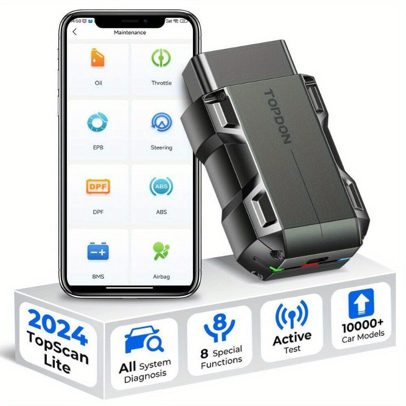2025 NEW OBD2 Scanner Bluetooth Code Reader – Full System Car Diagnostic Tool for All Vehicles, ABS SRS Transmission Engine Check, Live Data, Active Tests, Reset Functions, Auto VIN, iOS & Android Compatible