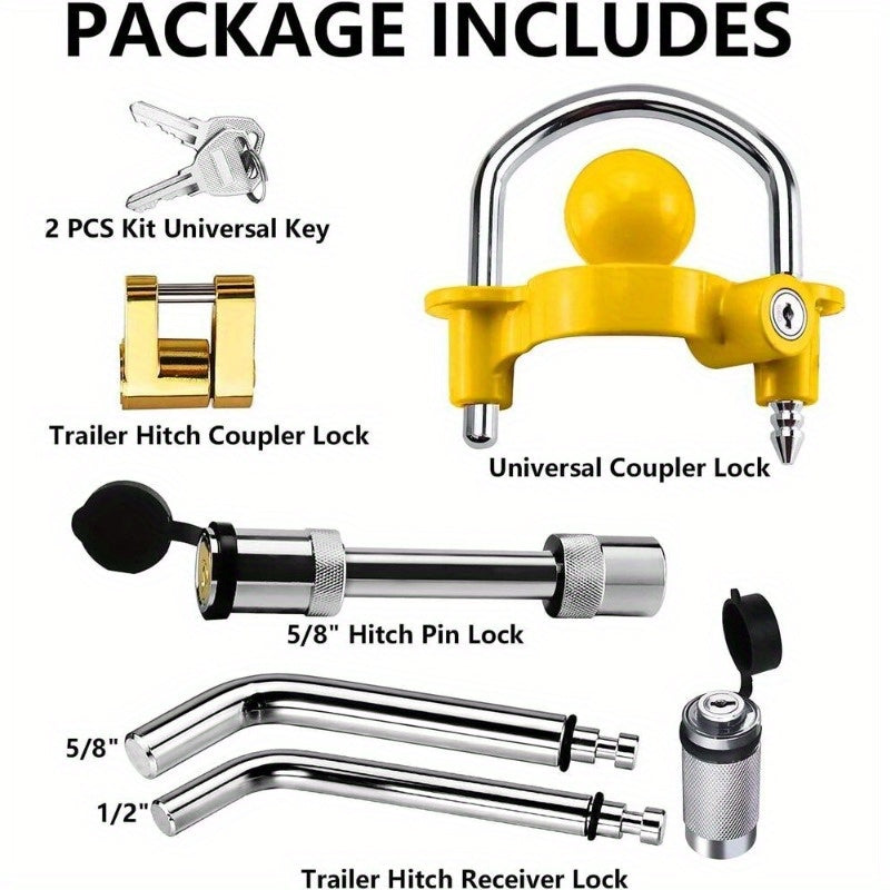 Trailer Hitch Security Lock Set Share the Same 2 Keys