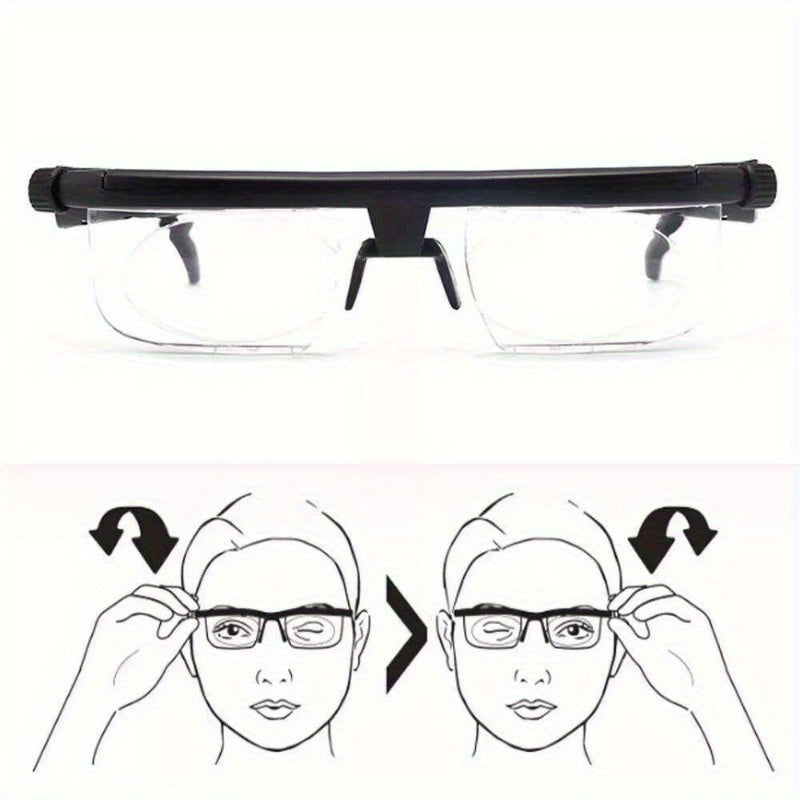 Adjustable Focus Reading & Distance Vision Eyeglasses – Dial-Control Variable Power Glasses for Men & Women