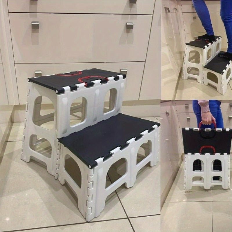 Folding Step Stool Non-Slip Two Step Fold Away Collapsible Ladder