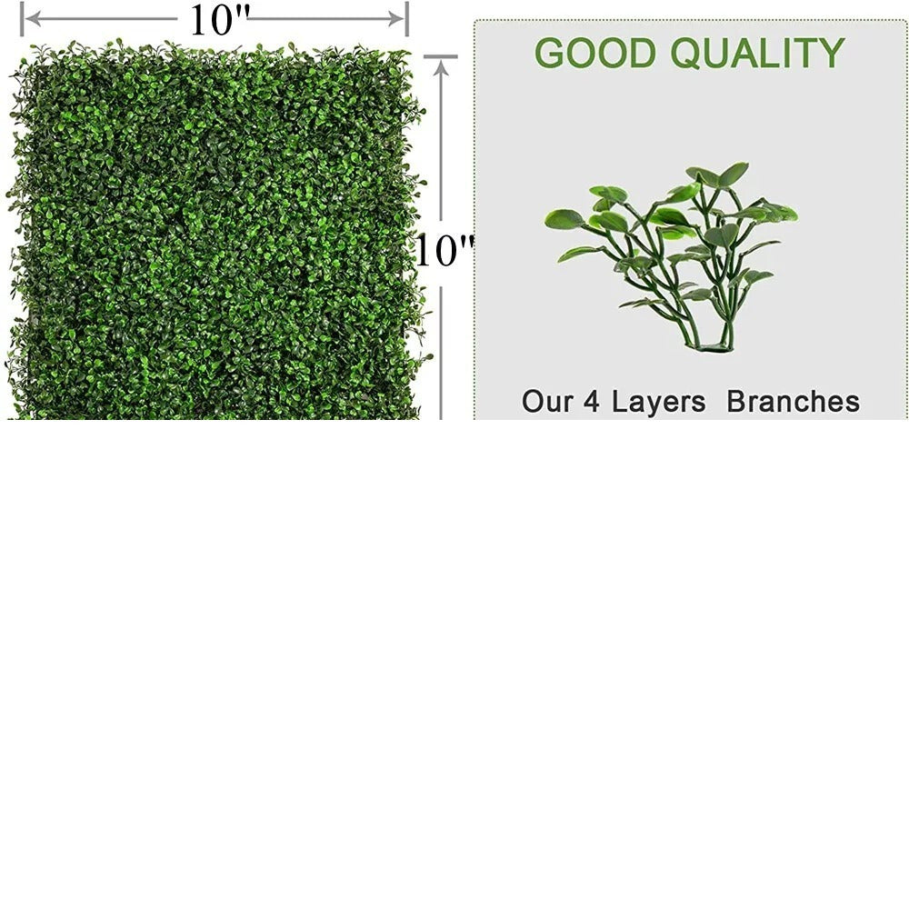 24Pcs 10x10'' Artificial Boxwood Hedge Panels - Privacy Fence & Wall Decor