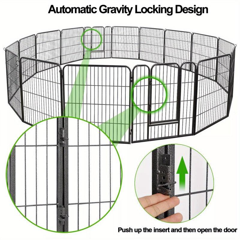 6 Panels 32Inch Dog Pen Fences 2 Doors Metal Barrier For Dog Pets Use Outdoor