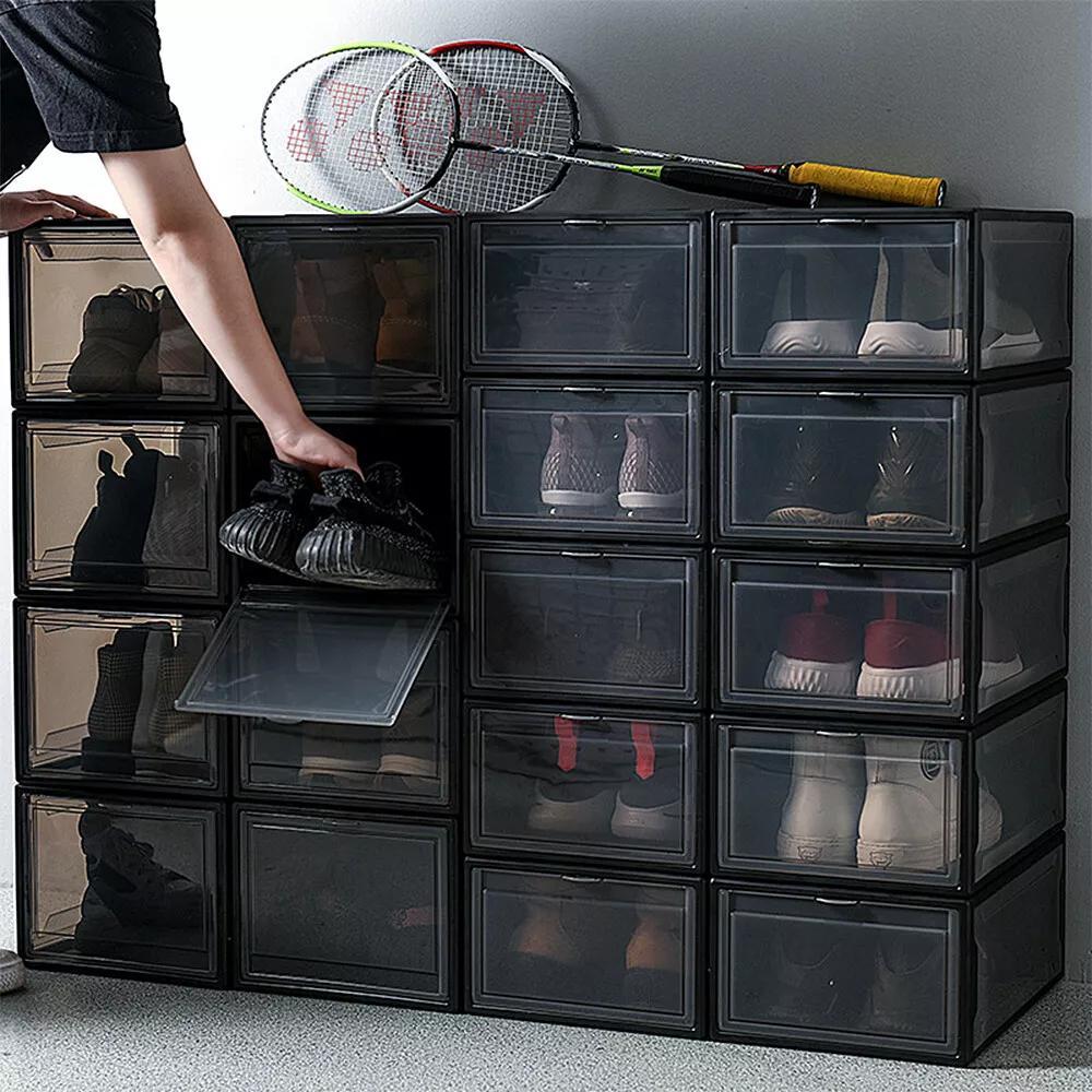 10Pack Shoe Box Stackable Magnetic Drop-Front Sneaker Container Storage Case XL