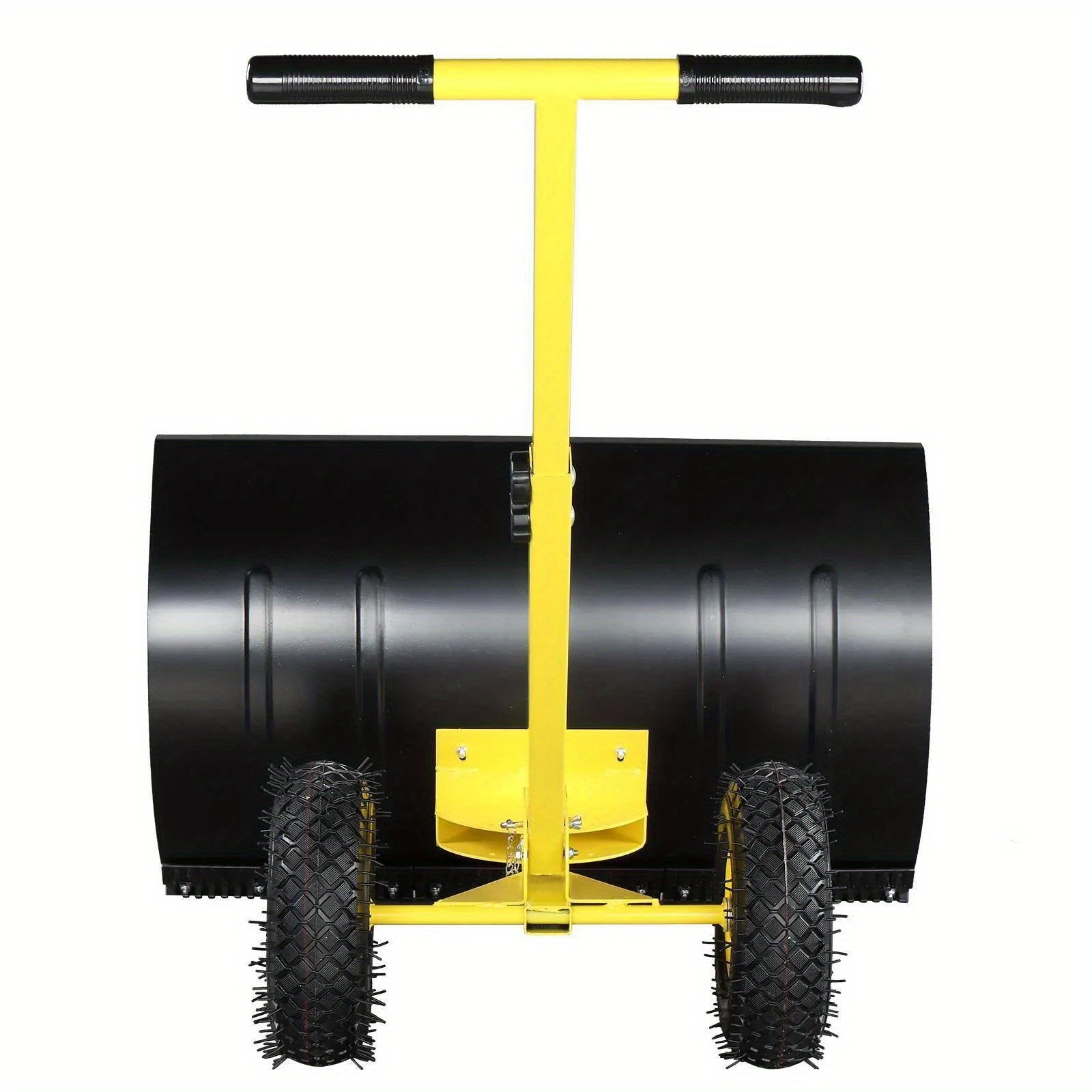 Heavy-Duty Snow Shovel with Wheels – Adjustable Rolling Snow Pusher with Inflatable Wheels & Ergonomic Handle