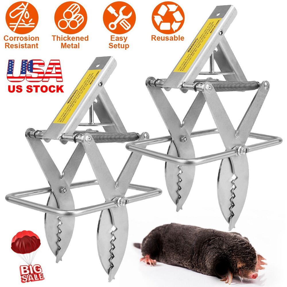 2PCS Heavy-Duty Scissor Mole Traps for Gophers, Rodents, and Voles – Reusable Outdoor Pest Control for Lawns, Gardens, and Farms