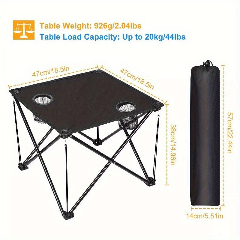 Outdoor lightweight folding camping table with cup holder compact picnic table