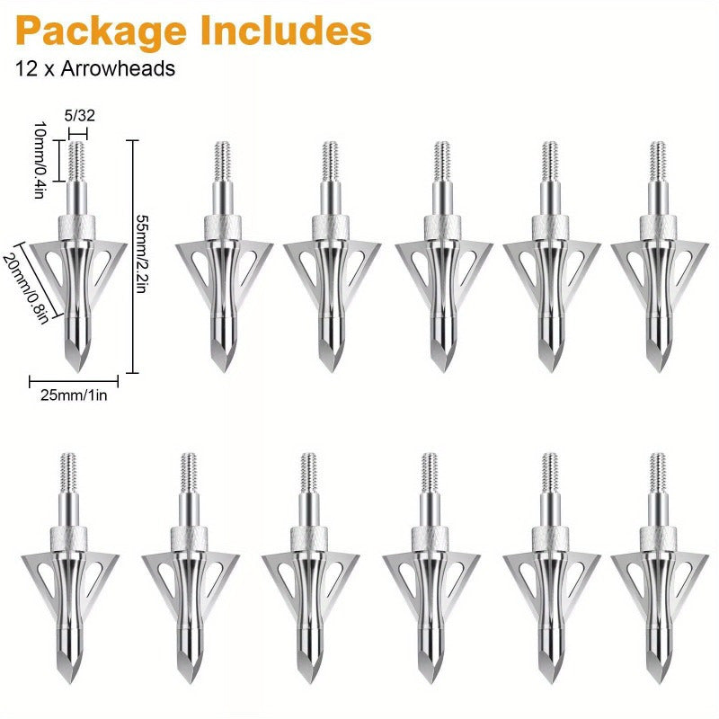 Archery Broadheads 2 Blade 2" Dia 100Grain Expandable Hunting Arrowheads