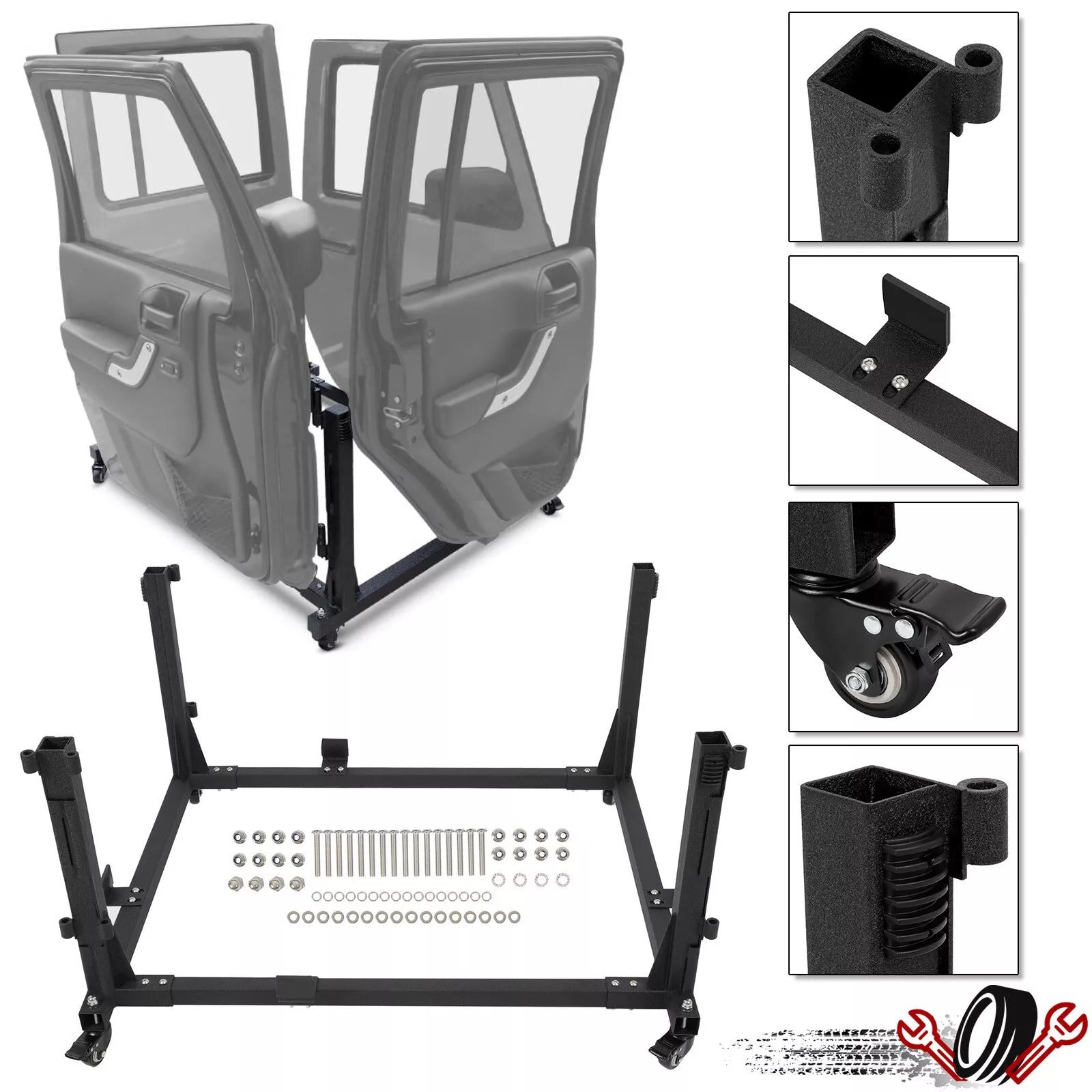 Movable Door Hanger Storage Rack Cart for 1987-2024 Jeep Wrangler TJ JK JL JT