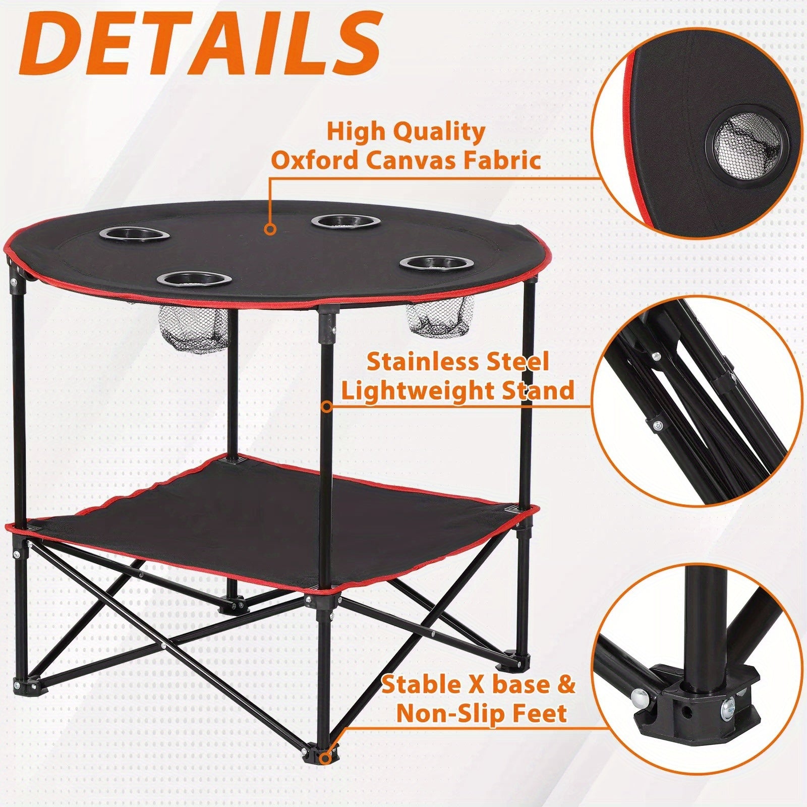 Folding Picnic Table – Portable Outdoor Camping Table with 4 Cup Holders & Bags!
