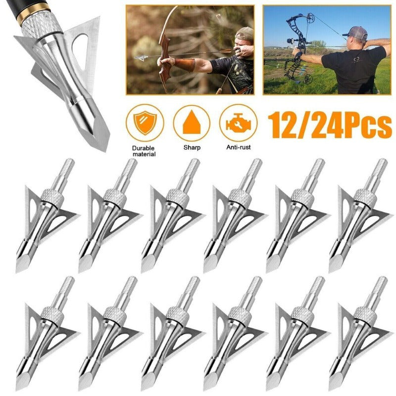 Archery Broadheads 2 Blade 2" Dia 100Grain Expandable Hunting Arrowheads