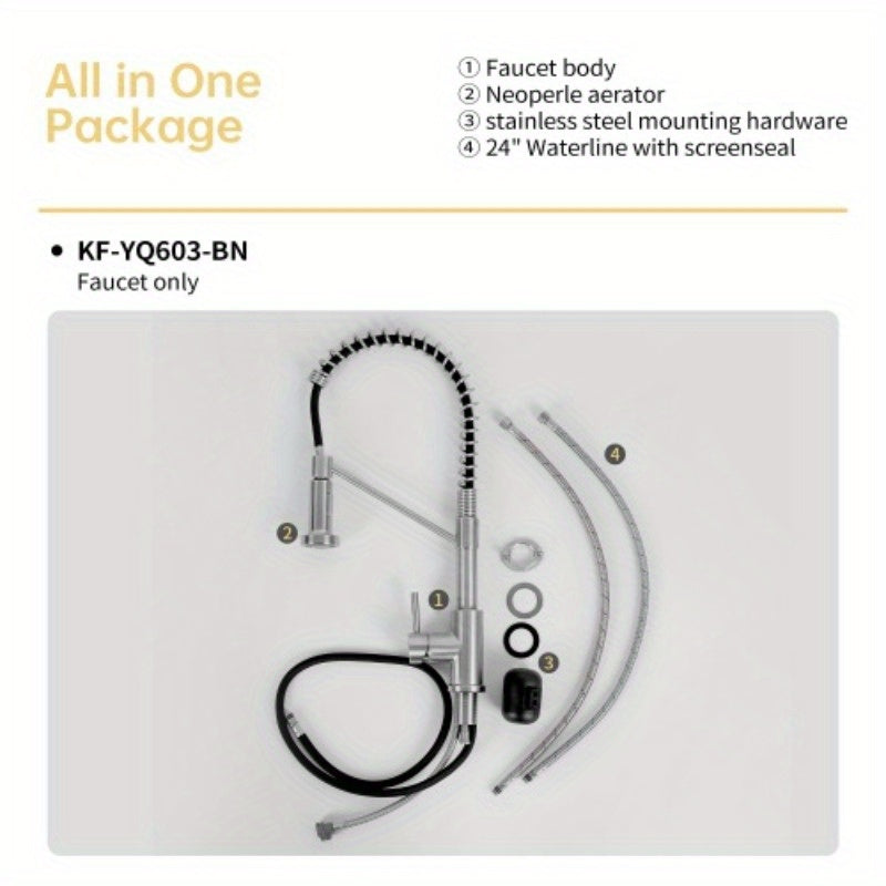 19" Single Handle Kitchen Faucet - Brushed Nickel Finish