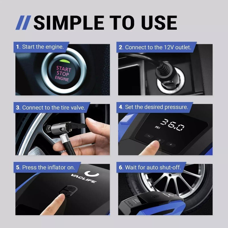 Heavy Duty Portable Air Compressor Car Tire Inflator Electric Pump Auto 12V