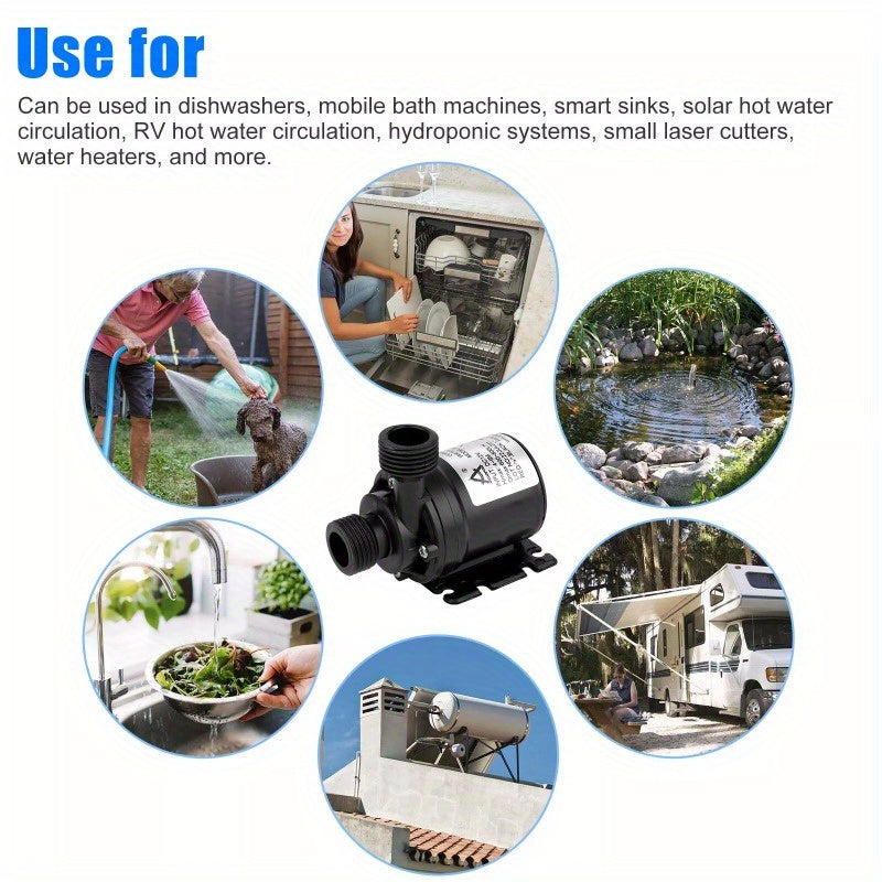 12 V Small High Pressure Brushless Submersible Water Pump Automatic Self-priming Fish Pond Suitable for Solar Hot Water Circulation, RV Hot Water Circulation