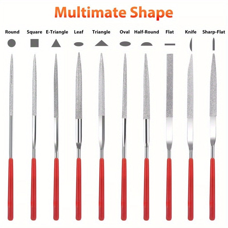 20pcs Diamond Needle File Set Mini Handy Polishing Carving Working Hand Tool Alloy Steel Workshop Equipment 3*140mm